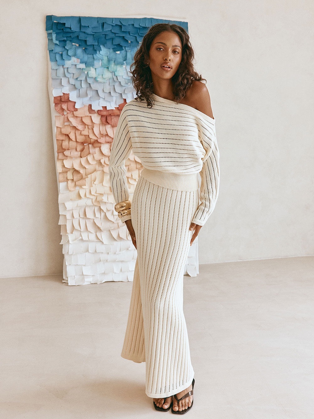 NEW w/o tags⭐️SABO Zephyr Cream Pointelle Knit Maxi Skirt - Kids